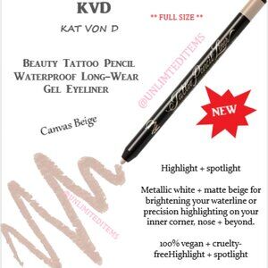 KVD KAT VON D Beauty Tattoo Pencil Waterproof Long-Wear Gel Eyeliner🆕📦⌚🏃💨⚡🚚